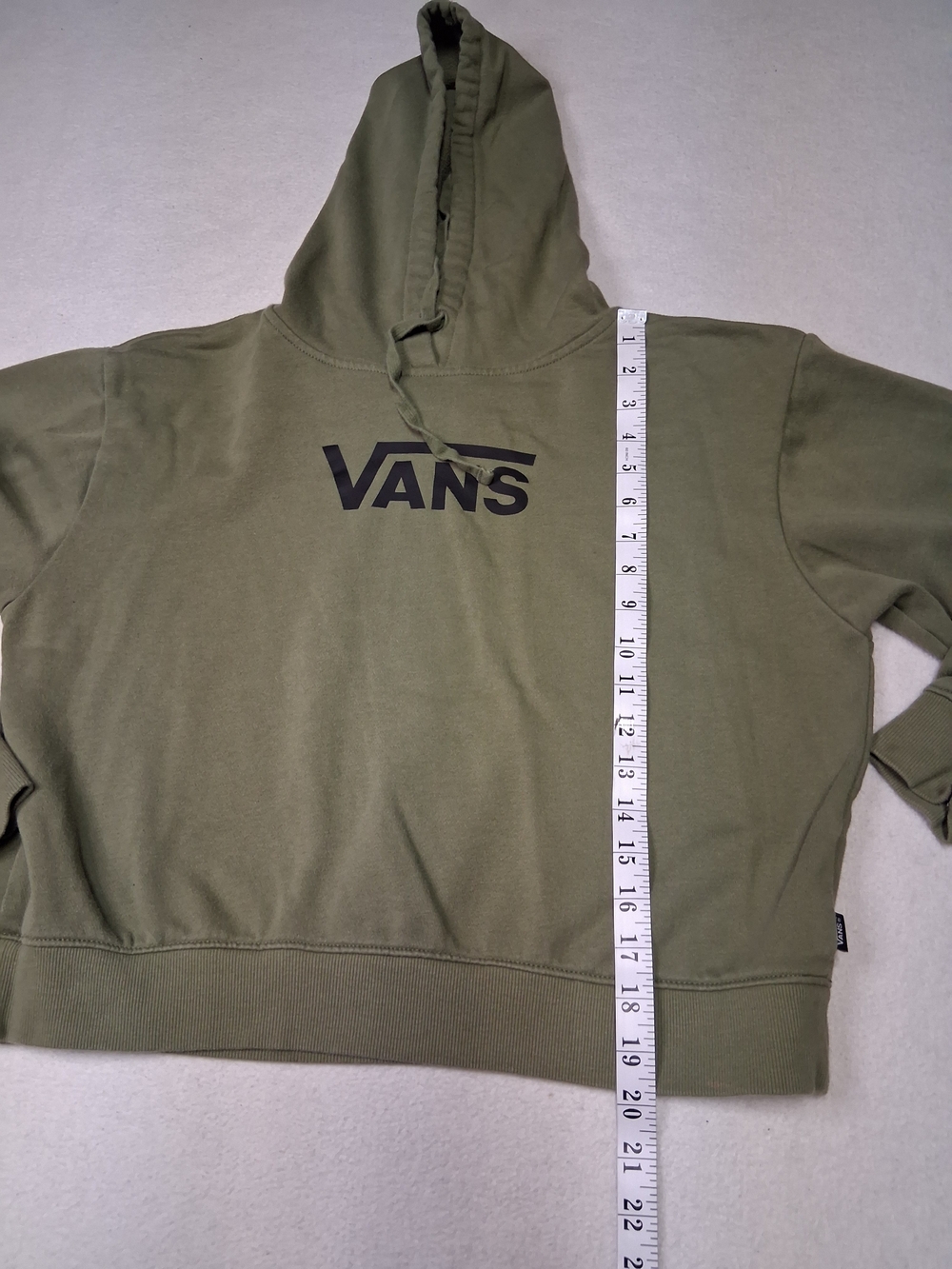 Vans Olive Green Hoodie with Black Logo - Picture 5 of 7